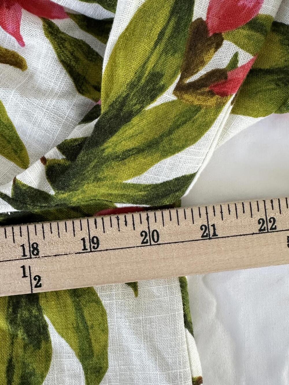 ZARA Floral Linen Blend Blouse Wood Button-up Collar Tropical Design - Large - Picture 5 of 7